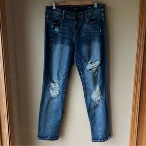 Judy Blue Boyfriend Fit Jeans Women’s 13/31 Bleach Splatter Distressed Stretch